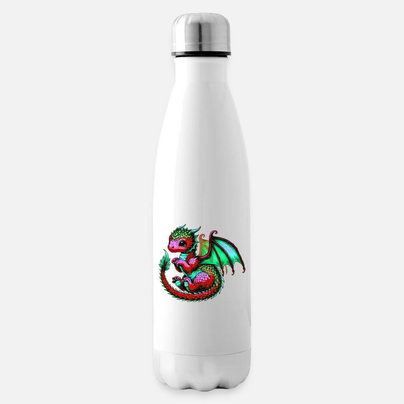 Drache - Isolierflasche - Weiß