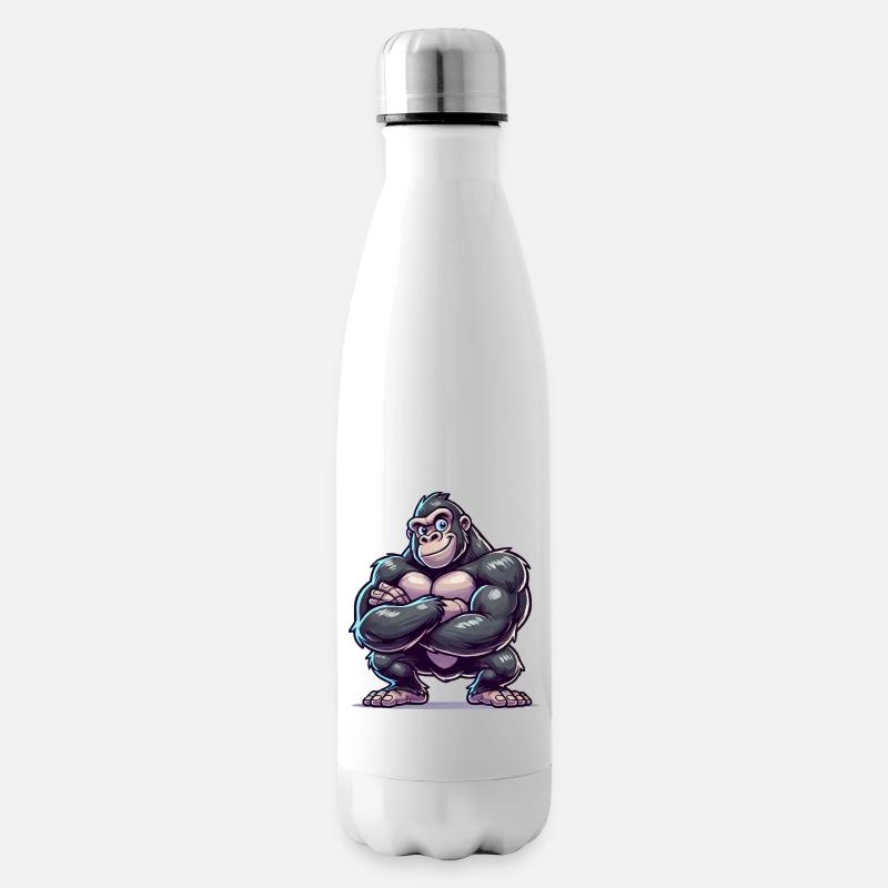 Gorille Bande dessinée drôle - Bouteille isotherme - blanc