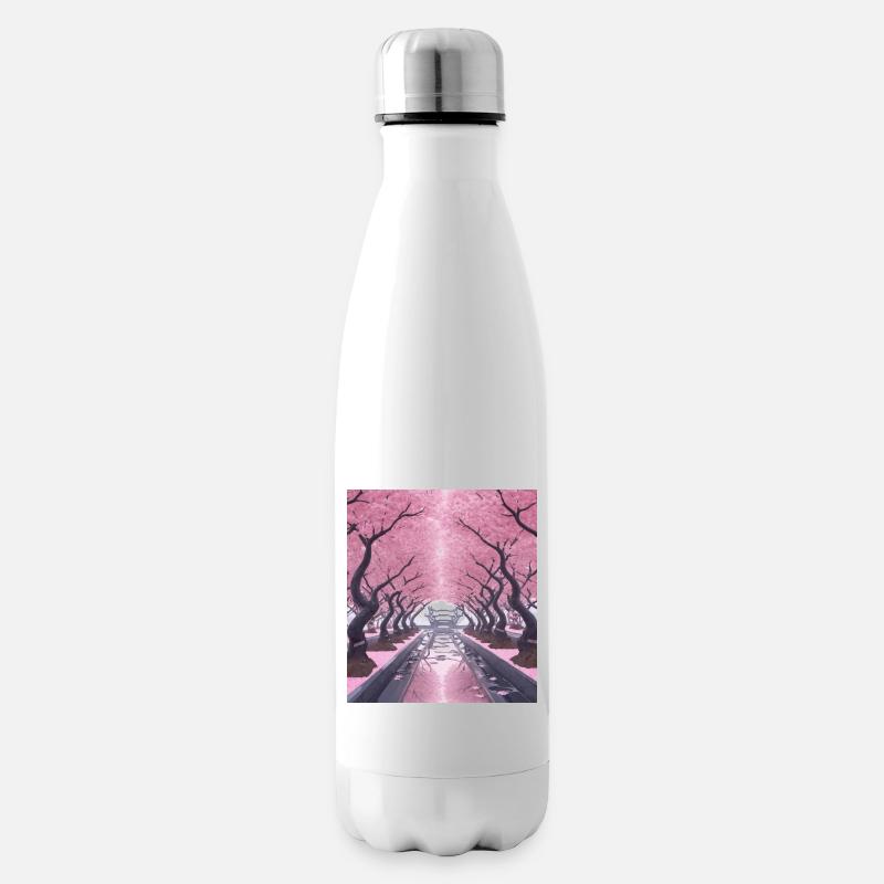 Tunnel de cerisier en fleurs - Bouteille isotherme - blanc