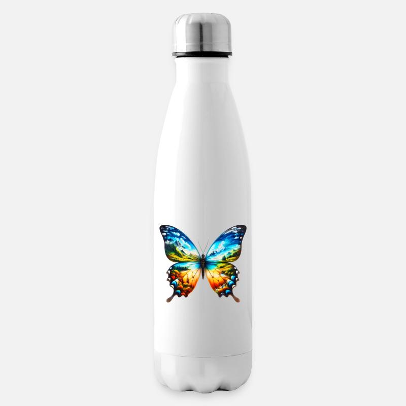 Schmetterling - Isolierflasche - Weiß
