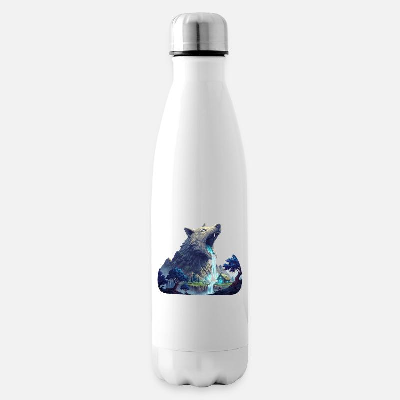 Wolf Wasserfall - Isolierflasche - Weiß