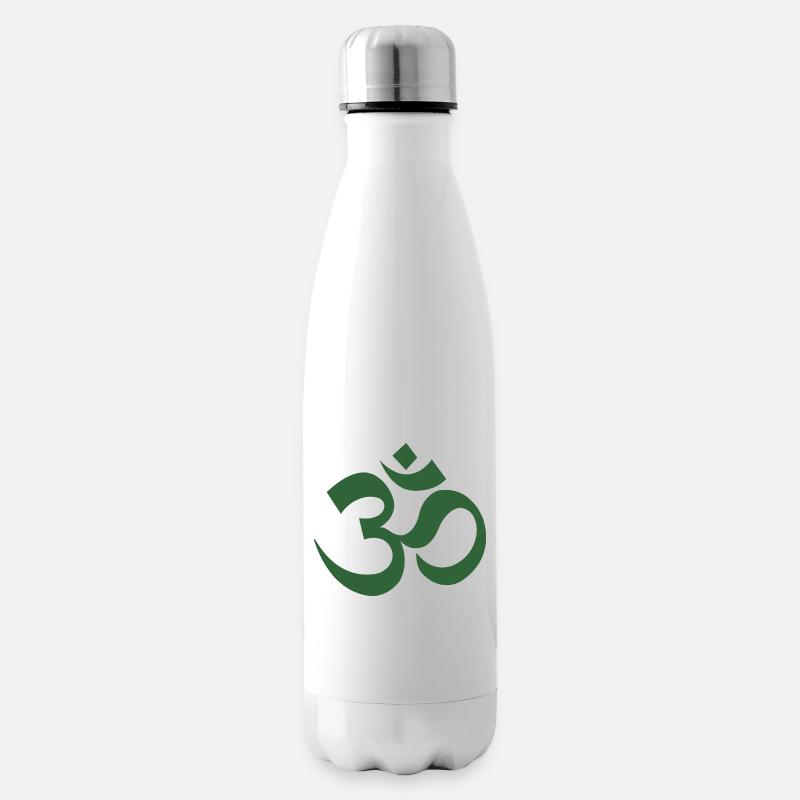 Om Symbol Dharma Pattern - Insulated Water Bottle - white