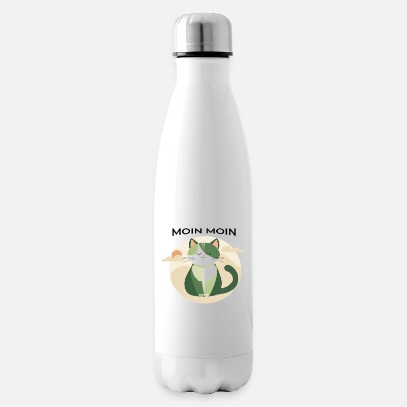 Moin moin - Katze mit Norddeutscher Begrüßung - Isolierflasche - Weiß