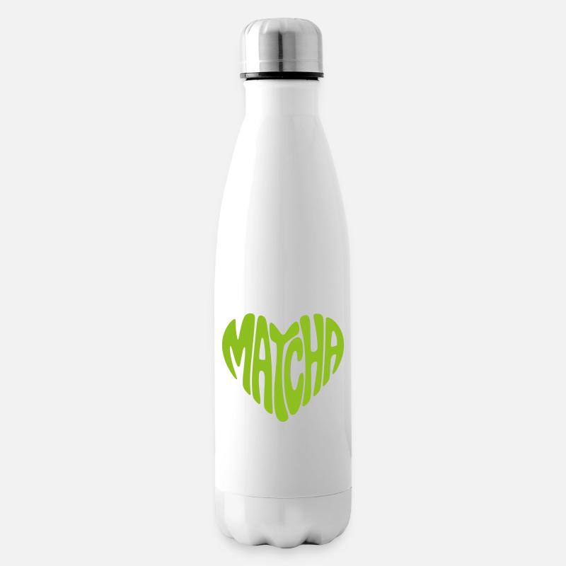 Matcha Herz Form - Isolierflasche - Weiß