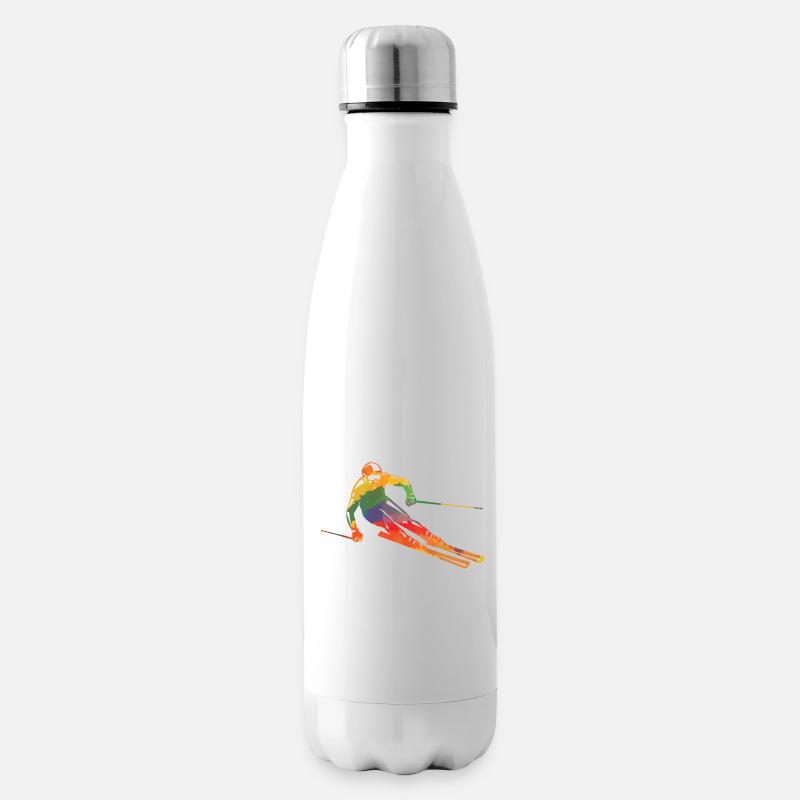 Farbiger Skifahrer - Isolierflasche - Weiß