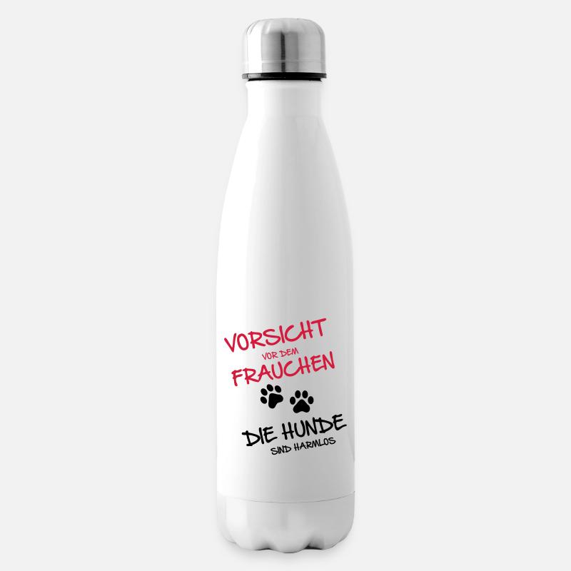 Vorsicht Frauchen - Hunde - Isolierflasche - Weiß