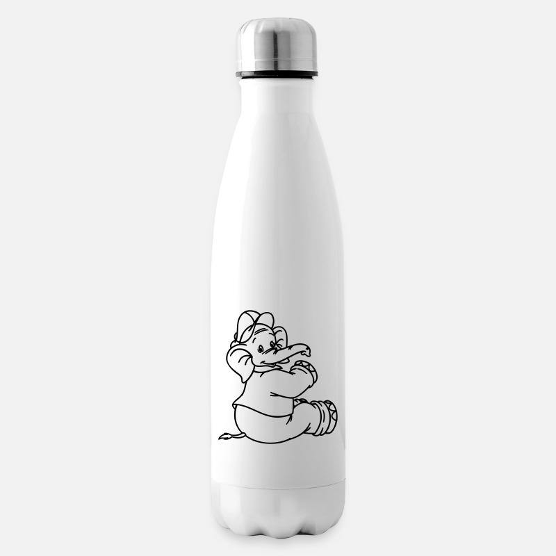 Benjamin Blümchen sitzt Line-Art - Isolierflasche - Weiß