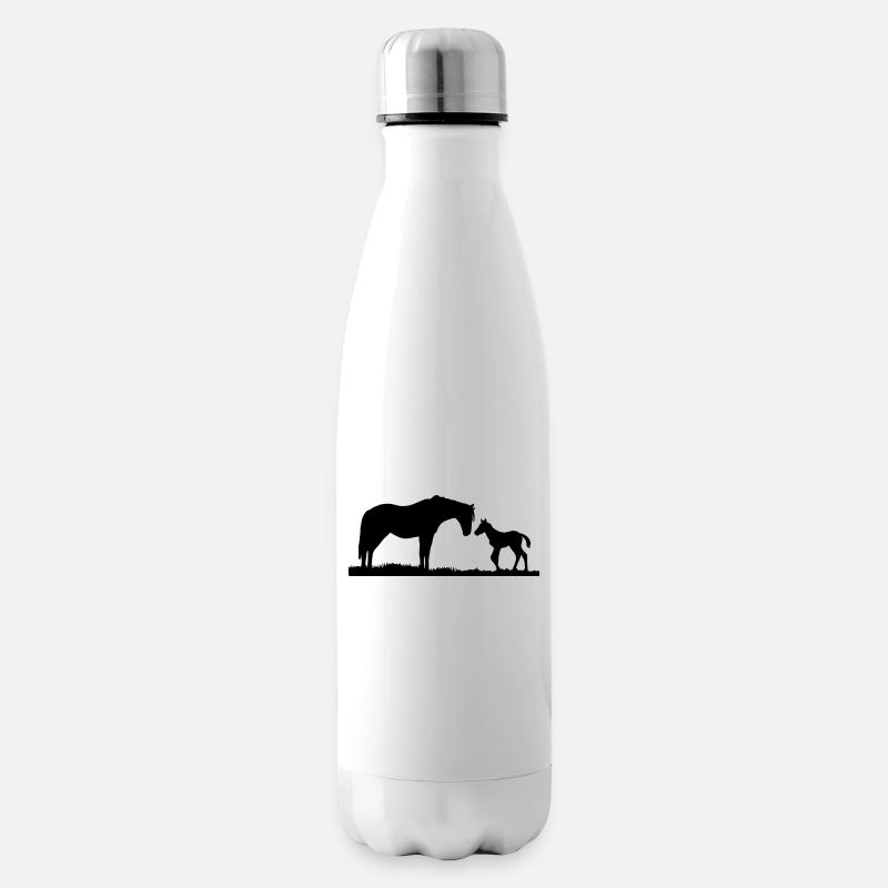 Pferde, Pferd & Fohlen - Isolierflasche - Weiß