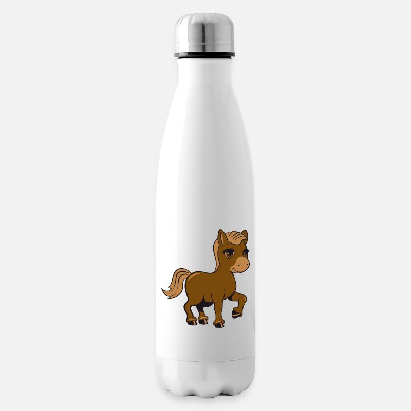 Pony Pferd reiten ponyhof traben spass Maedchen su - Isolierflasche - Weiß