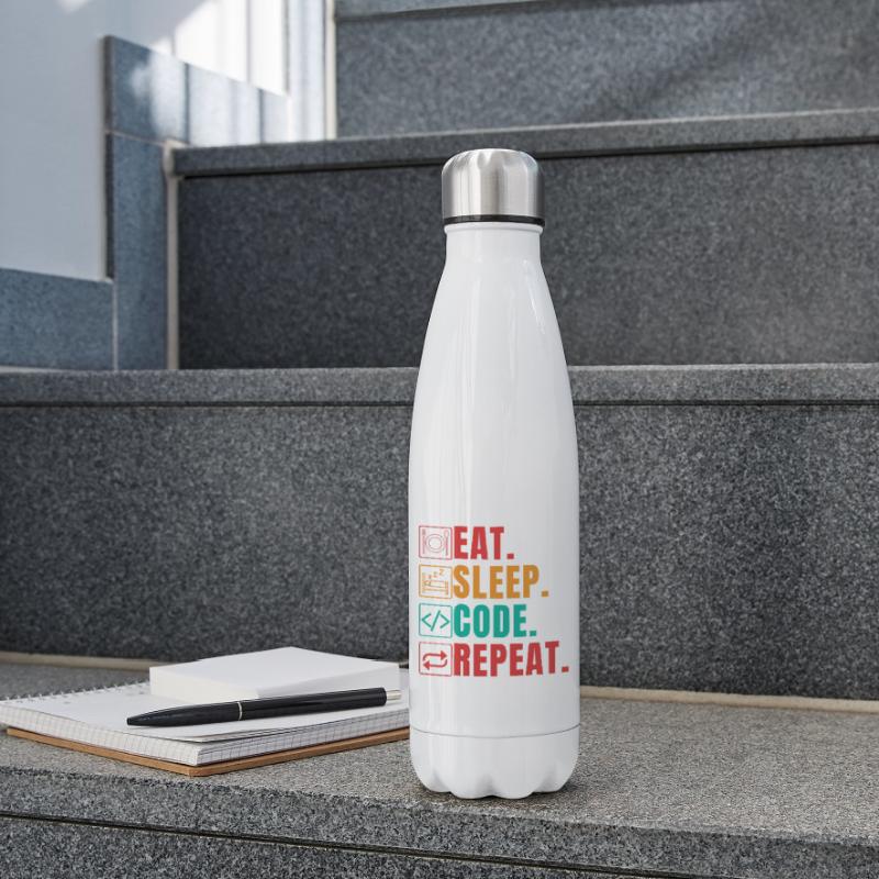 EAT SLEEP CODE REPEAT - FUNNY CODER Insulated Water Bottle