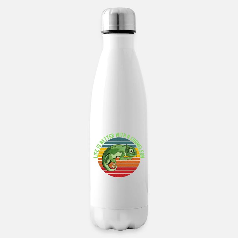 La vie est meilleure avec un caméléon - Bouteille isotherme - blanc
