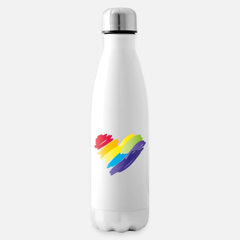 herz rainbow - Isolierflasche - Weiß