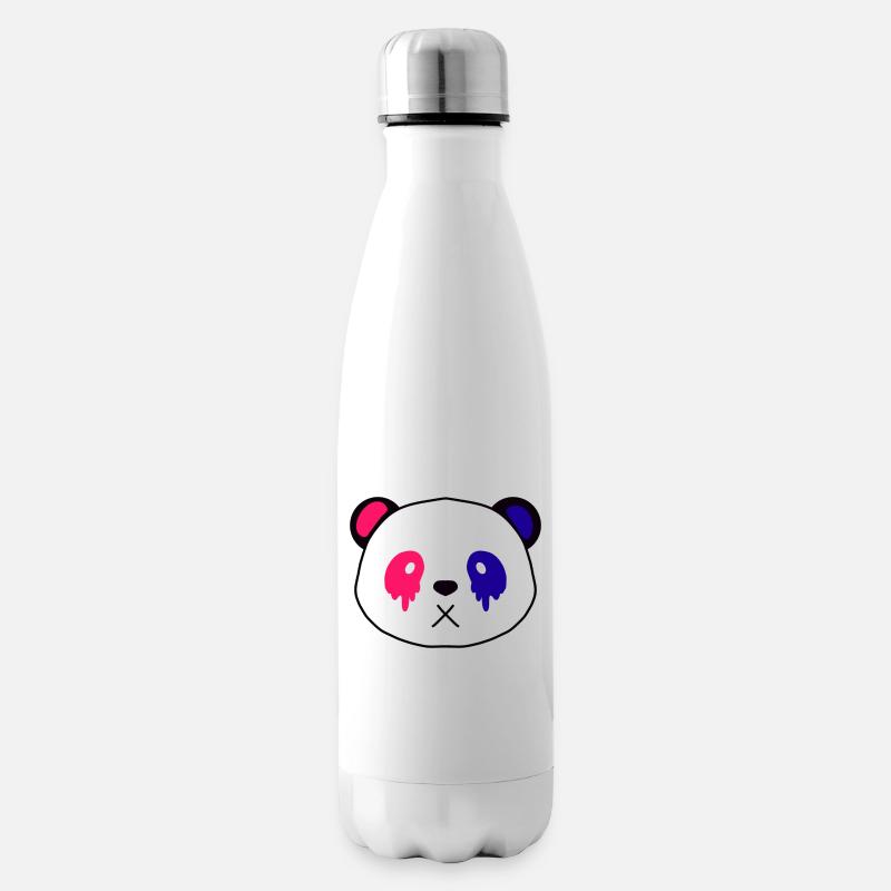 Panda kawaii rose et bleu - Bouteille isotherme - blanc