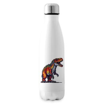 Pixel Tyrannosaurus Rex in bright colors - Insulated Water Bottle - white - Right