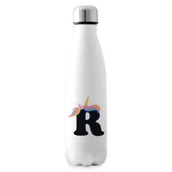 Einhorn-Buchstabe Regenbogenstyle "R" | be unique - Isolierflasche - Weiß - Rechts
