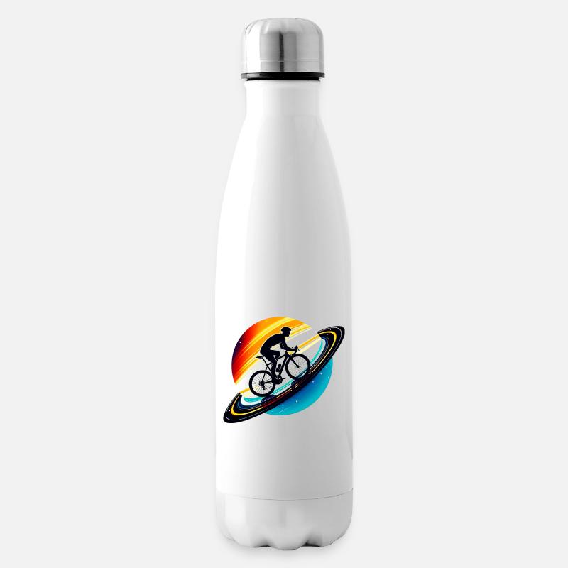 Cycliste sur Saturne - Bouteille isotherme - blanc