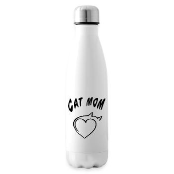 Cat Mom: Heart & Whiskers Design - Isolierflasche - Weiß - Rechts