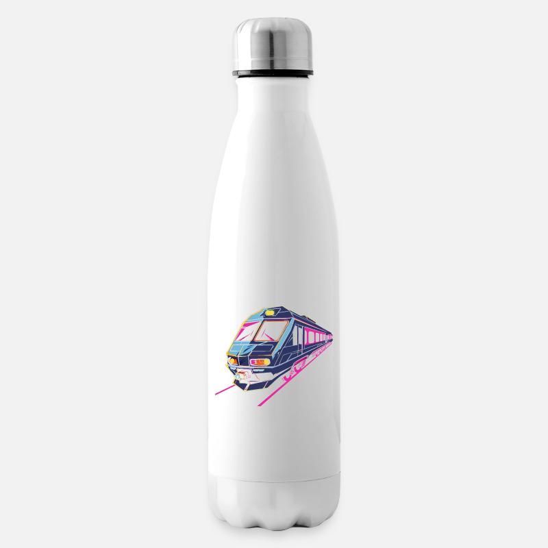 Zug Retro - Isolierflasche - Weiß