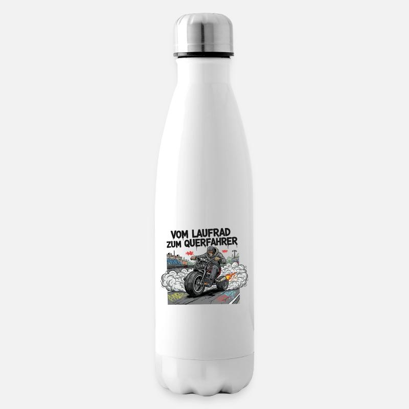 De la draisienne au cycliste latéral - Bouteille isotherme - blanc