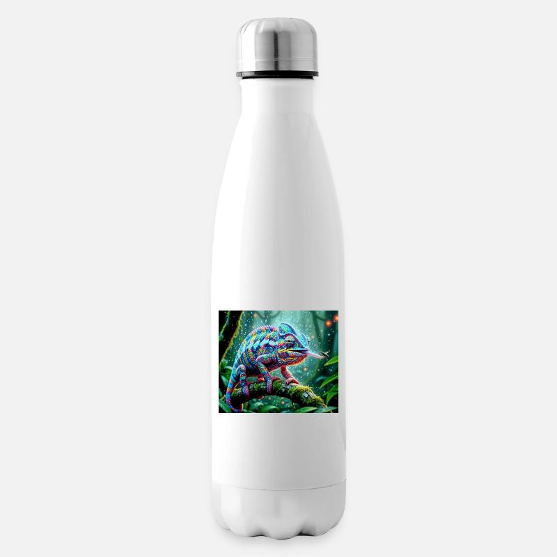 Neon Chamäleon Dschungelzauber - Isolierflasche - Weiß