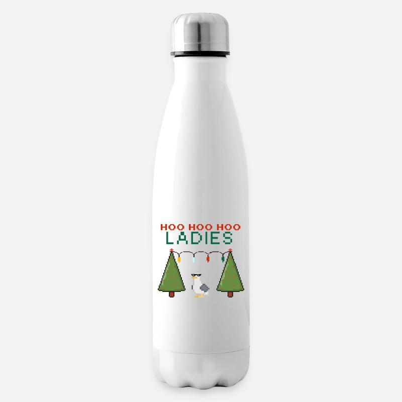 HooHooHoo Damen Pixel Weihnacht - Isolierflasche - Weiß