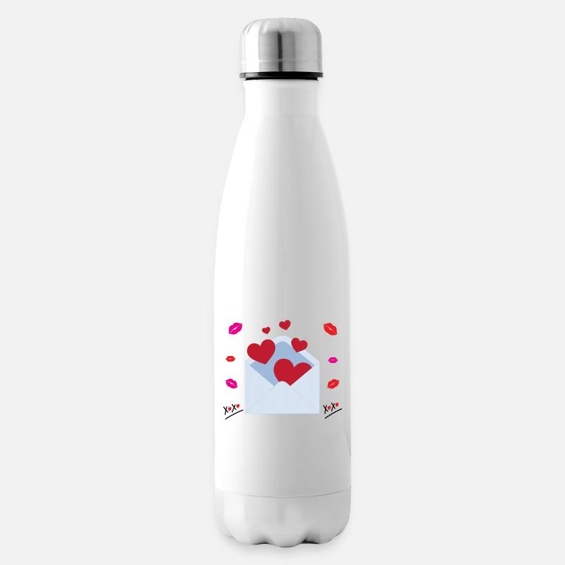 Message d’amour et de câlins de Saint-Valentin dans une enveloppe - Bouteille isotherme - blanc
