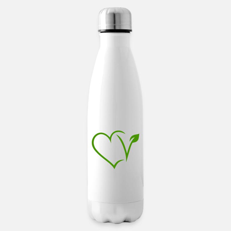 Vegan Herz - Isolierflasche - Weiß