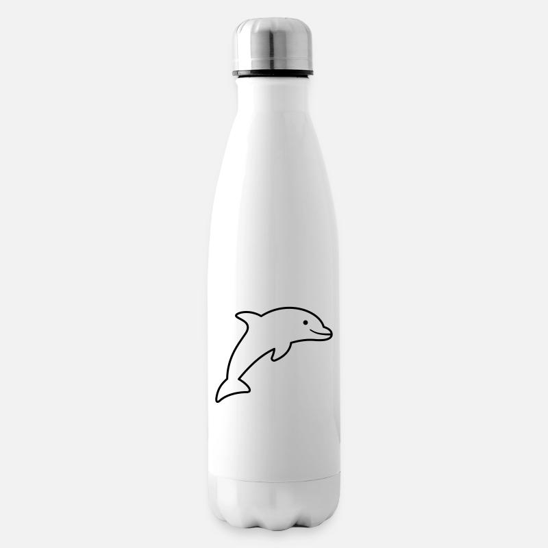 Delfin Symbol Umriss fröhlich springend - Isolierflasche - Weiß