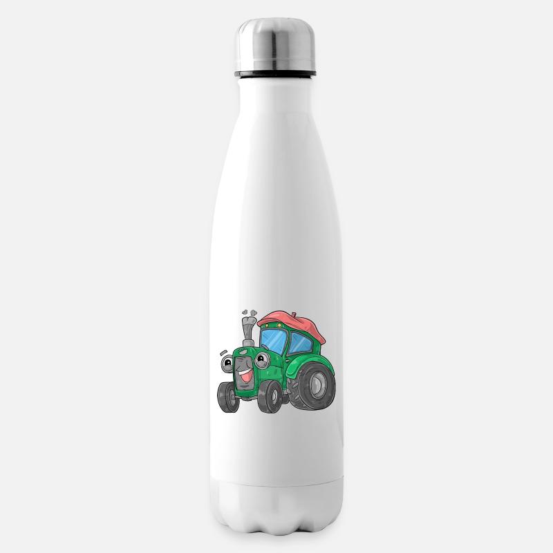 Tractor with face - Insulated Water Bottle - white