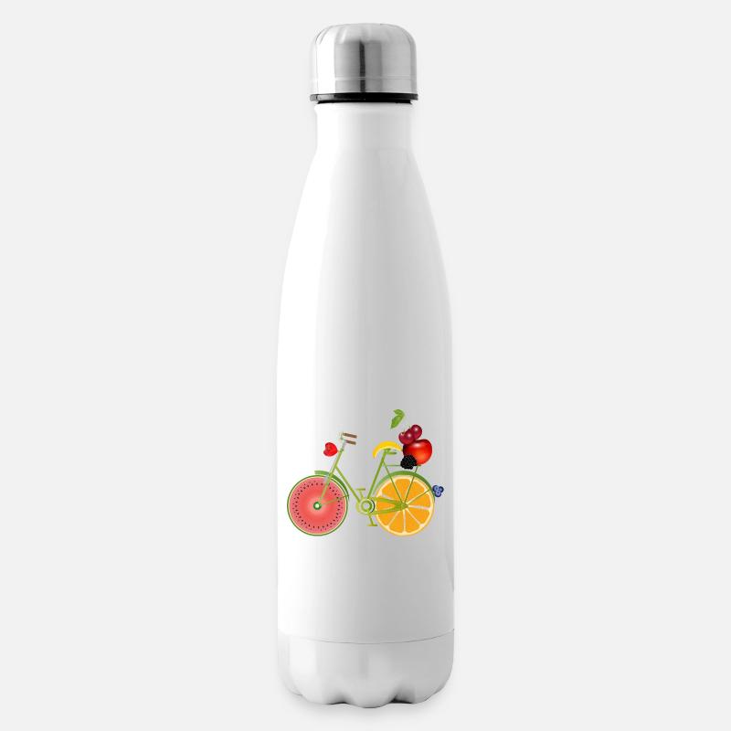 drôle de vélo vert fruité décoré - Bouteille isotherme - blanc