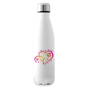 Herz mit Pfötchen und Sternen - Isolierflasche - Weiß - Rechts