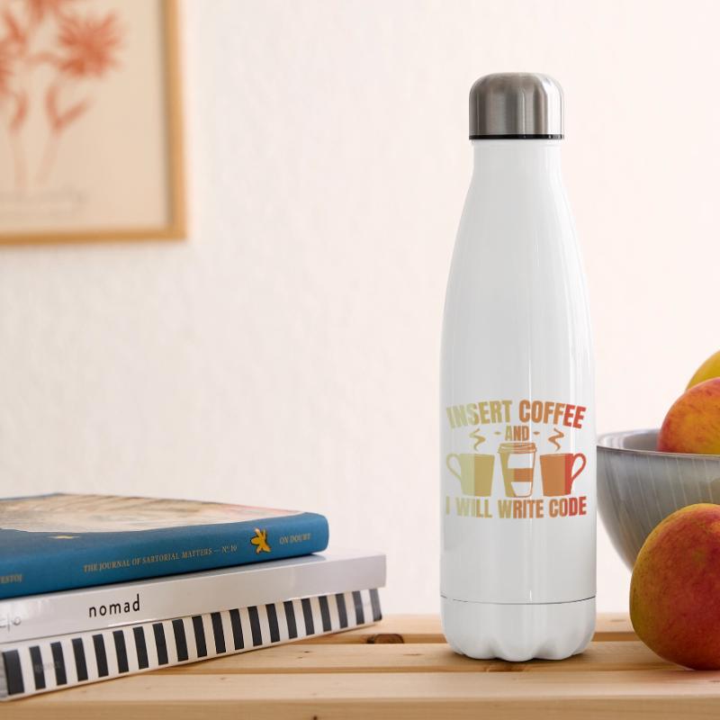 Insert Coffee And I Will Write Code Insulated Water Bottle