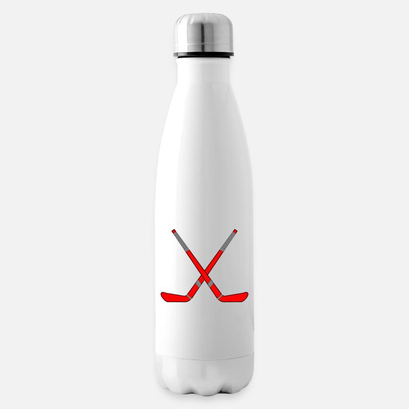 Gekreuzte Eishockeyschläger - Isolierflasche - Weiß