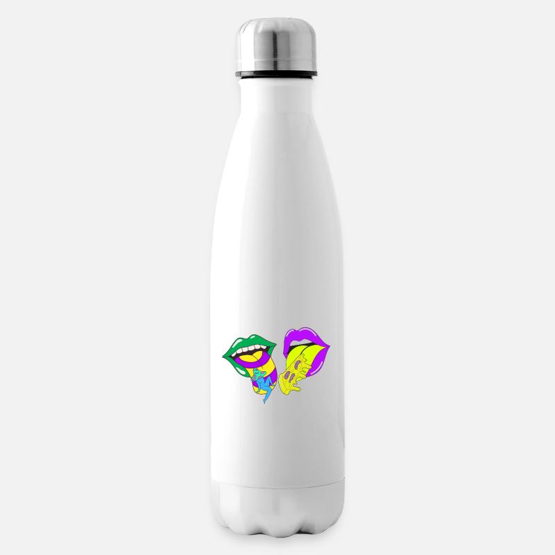Psychedelische Lippen mit Säure und Pilzen - Isolierflasche - Weiß