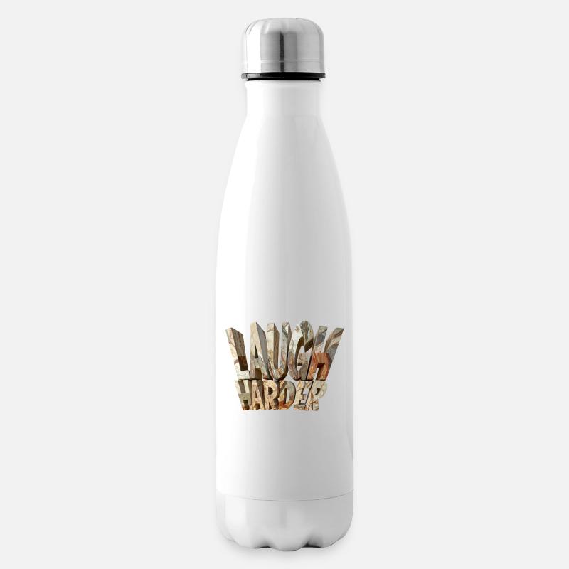 Laugh harder – Monumentale Steinbuchstaben modern - Isolierflasche - Weiß