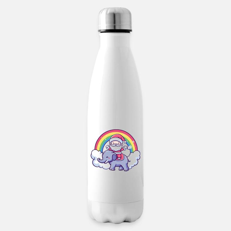 Éléphant Père Noël Noël - Bouteille isotherme - blanc