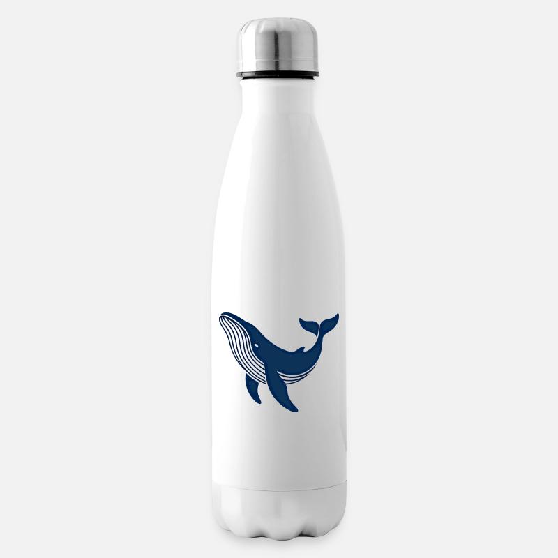 Blauer Wal - Isolierflasche - Weiß