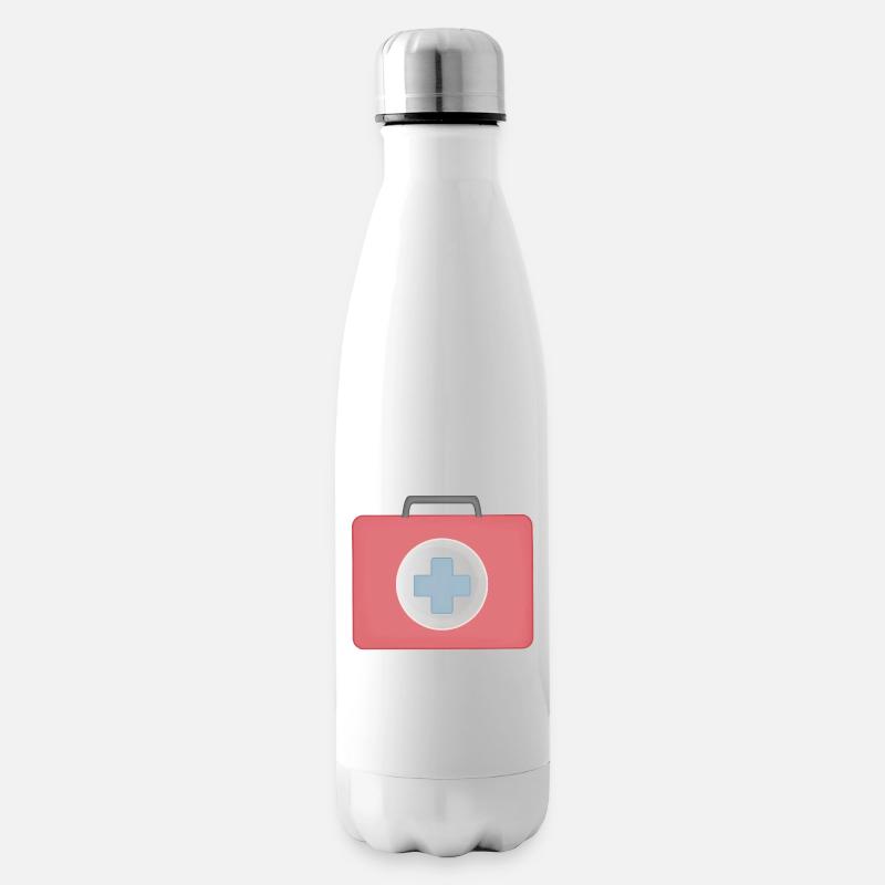 Red First Aid Icon Design - Insulated Water Bottle - white