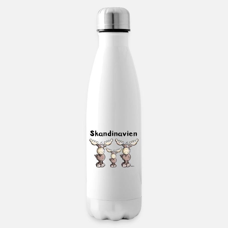 Elche aus Skandinavien - Isolierflasche - Weiß