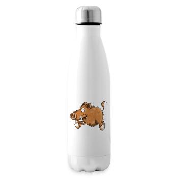 Flotte Wutz - Wildschwein - Eber - Sau - Geschenk - Isolierflasche - Weiß - Rechts
