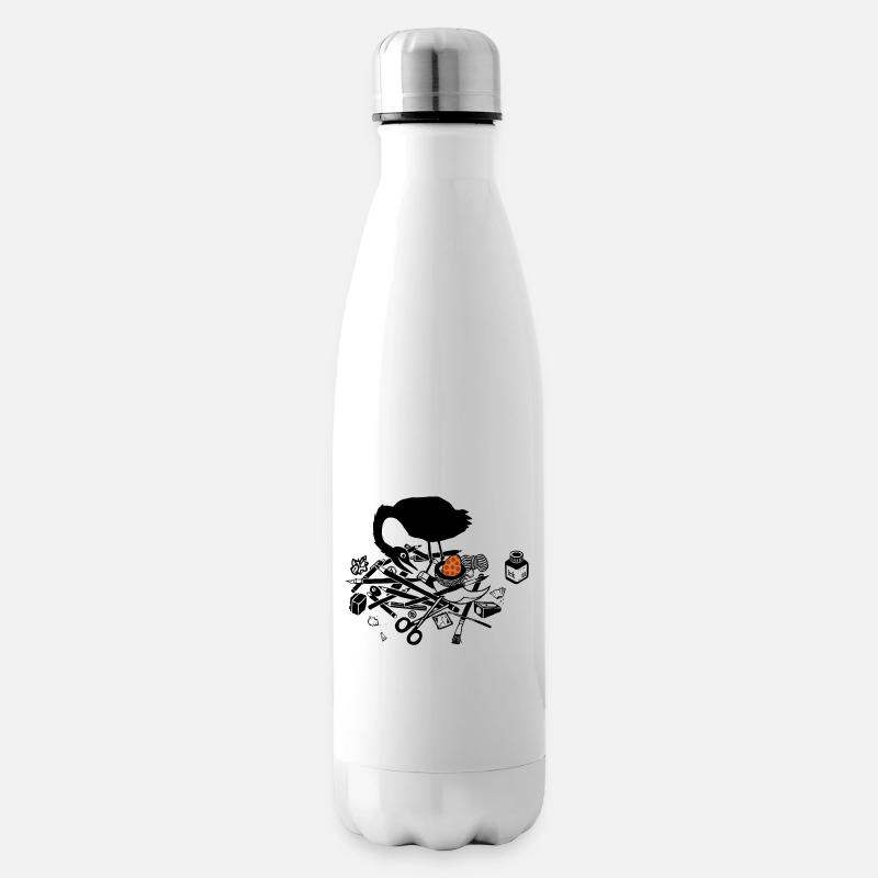 Vogel in Stiften - Isolierflasche - Weiß