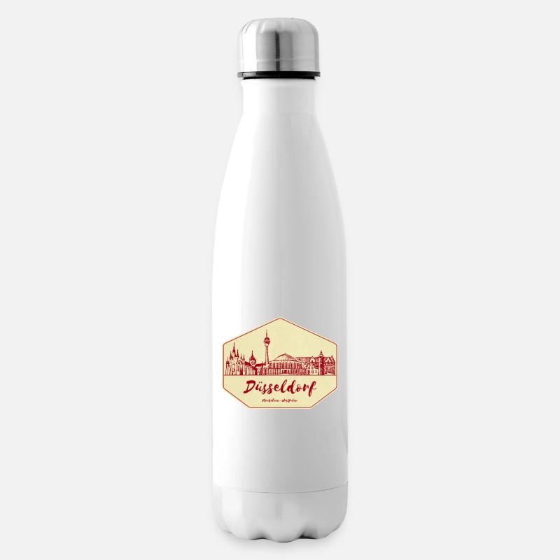Düsseldorf Skyline Badge - Isolierflasche - Weiß