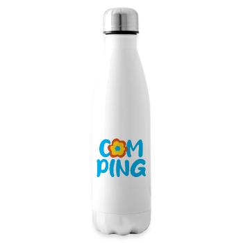 Camping Blume Comic Fan Camper Urlaub Outdoor - Isolierflasche - Weiß - Rechts