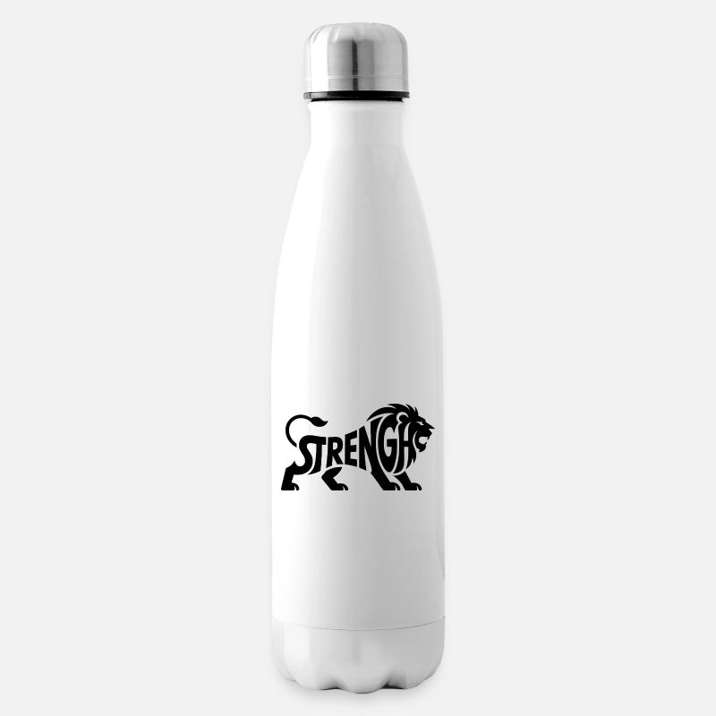 Stärke - Cooles Löwen-Logo - Isolierflasche - Weiß