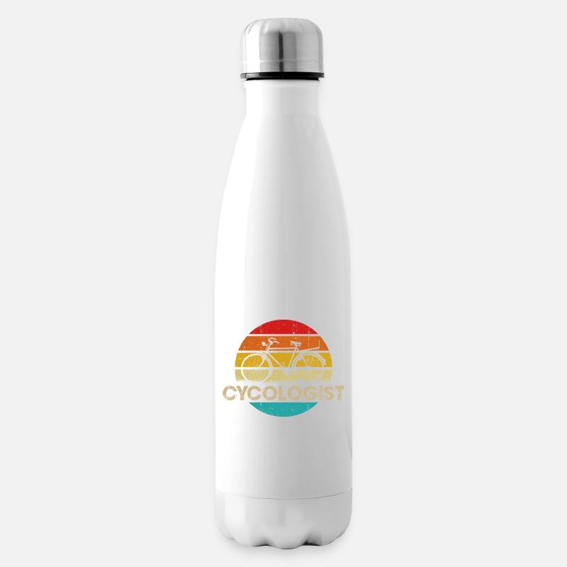 Logo vintage de vélo coucher de soleil - Bouteille isotherme - blanc
