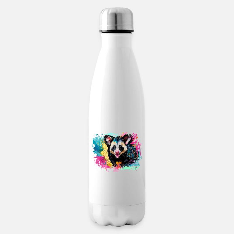 Opossum, ilustration,Beutelratte, bunt, Graffiti - Isolierflasche - Weiß