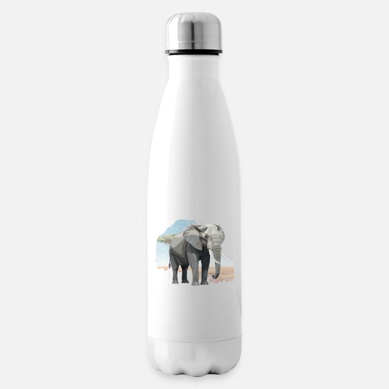 Eléphant géométrique de style savane - Bouteille isotherme - blanc