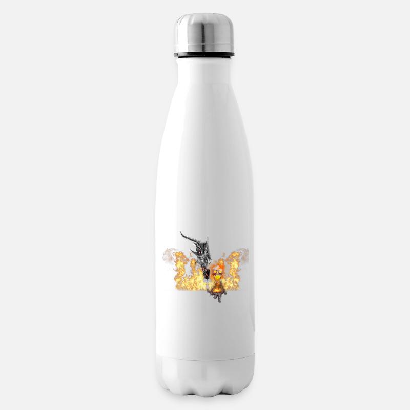 Dragon de feu et masque jaune - Bouteille isotherme - blanc