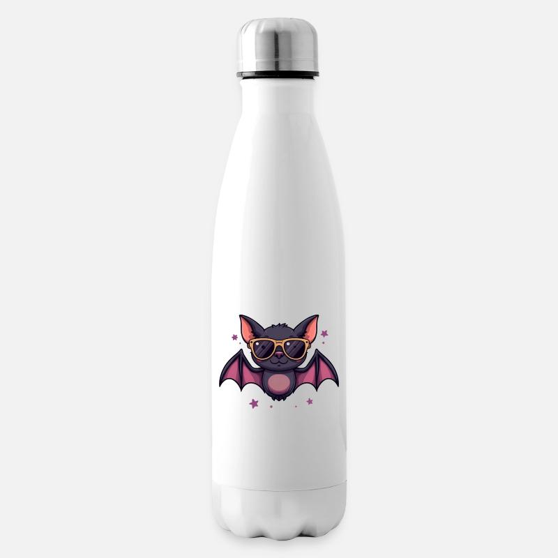 Coole Fledermaus mit Sonnenbrille - Isolierflasche - Weiß