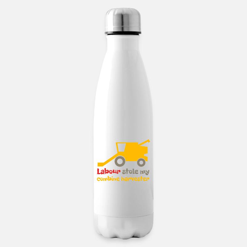 Les ouvriers ont volé ma moissonneuse-batteuse - Bouteille isotherme - blanc